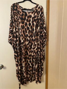 Nuggles 2X Loose Leopard Print Kaftan - Brown & Black